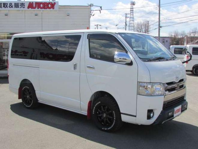 レジアスエース2.8 スーパーGL ダークプライムII ロングボディ ディーゼルターボ 4WD　バン　TRDバンパー&アルパインBIG-X11型　リアヒーター&クーラー　プッシュスタート　スマートキー　　両側スライドドア　ドラレコ　ETC　車線逸脱防止　横滑り防止装置　電動格納ミラー　ベッドキッド 2800