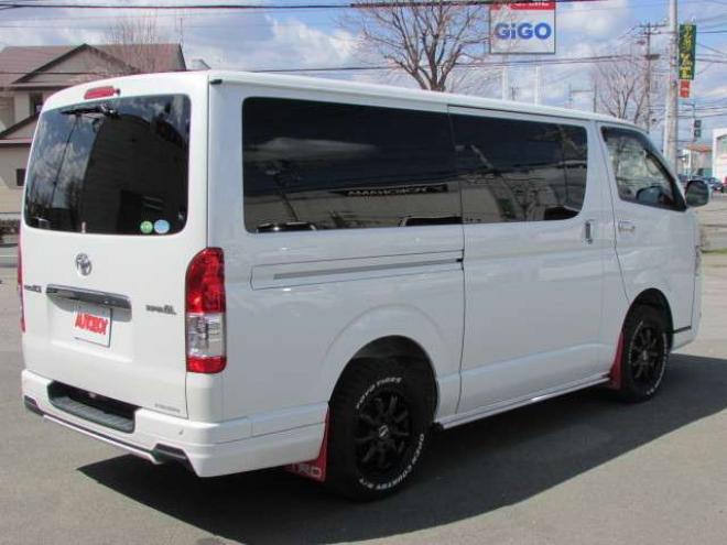 レジアスエース2.8 スーパーGL ダークプライムII ロングボディ ディーゼルターボ 4WD　バン　TRDバンパー&アルパインBIG-X11型　リアヒーター&クーラー　プッシュスタート　スマートキー　　両側スライドドア　ドラレコ　ETC　車線逸脱防止　横滑り防止装置　電動格納ミラー　ベッドキッド 2800