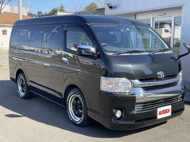 ハイエース2.7 GL ロング ミドルルーフ 4WD　社外メモリーナビTV　バックカメラ　ワークエクストラップ17インチアルミ　415コブラフロントスポイラー　パワースライドドア　LEDヘッドライト　Wエアバック　スマートキー　AC100V 2700