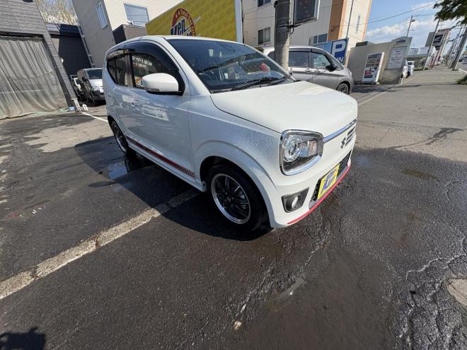 アルトALTO TURBO RS 4WD本州仕入　寒冷地仕様　ブレーキアシスト　TURBO 5AG 純正ワンセグナビ　シートヒーター　HIDヘッド　PUSHスタート　スマートキースペアー有　１５インチアルミ　エンジンオイル交換　スタットレス付　スポーツマフラー付　ETC 4WD 660 5Dr