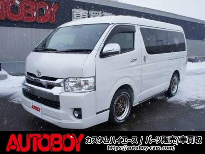 ハイエース2.7 GL ロング ミドルルーフ 4WD　ワンオーナー　ケンウッド9インチナビTV　Bカメラ　フリップダウンモニター　ワークエクストラップ17インチAW　415コブラフロントスポイラー　ベッドキット　LEDヘッドライト　スマキー　AC100V 2700