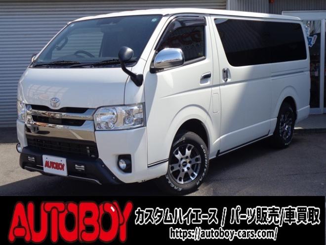 レジアスエース2.8 スーパーGL ダークプライムII ロングボディ ディーゼルターボ 4WD　ワンオーナー　TRDフロントスポイラー　TRD　TF7Aアルミホイール　両側パワースライドドア　リアヒーター　純正ナビ　フルセグ　Bluetooth　レーダーブレーキ　荷室ダウンライト　車線逸脱警報 2800