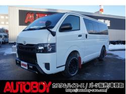 ハイエースバン&nbsp;&nbsp;2.8 DX ロング GLパッケージ... 2.8 DX ロング GLパッケージ ディーゼルターボ 4WD　Bカメラ　TRDフロントスポイラー　マッドフラップ　エセックス16インチアルミ　オープンカントリーRT　LEDヘッドライト　Wエアバッグ　AC100V　8人乗り構造変更済　寒冷地仕様　リアヒーター&エアコン 2800