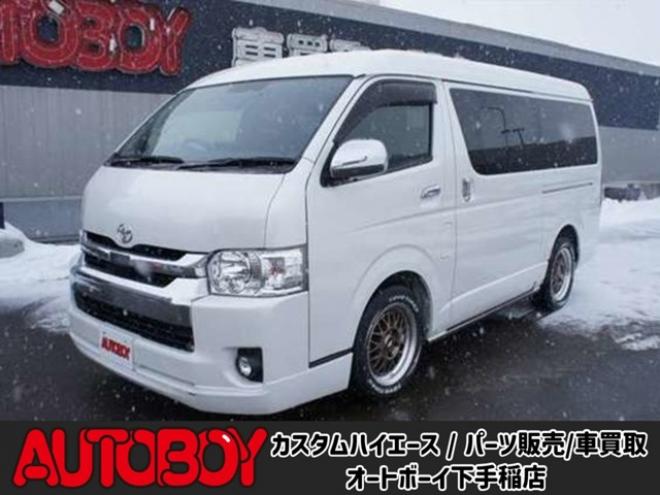 ハイエース2.7 GL ロング ミドルルーフ 4WD　ワンオーナー　ケンウッド9インチナビTV　Bカメラ　フリップダウンモニター　ワークエクストラップ17インチAW　415コブラフロントスポイラー　ベッドキット　LEDヘッドライト　スマキー　AC100V 2700