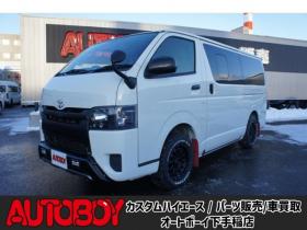 ハイエースバン　2.8 DX ロング GLパッケージ ディーゼルターボ 4WD　Bカメラ　TRDフロントスポイラー　マッドフラップ　エセックス16インチアルミ　オープンカントリーRT　LEDヘッドライト　Wエアバッグ　AC100V　8人乗り構造変更済　寒冷地仕様　リアヒーター&エアコン 2800