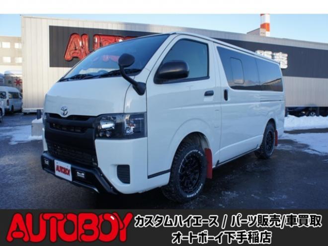 ハイエースバン2.8 DX ロング GLパッケージ ディーゼルターボ 4WD　Bカメラ　TRDフロントスポイラー　マッドフラップ　エセックス16インチアルミ　オープンカントリーRT　LEDヘッドライト　Wエアバッグ　AC100V　8人乗り構造変更済　寒冷地仕様　リアヒーター&エアコン 2800