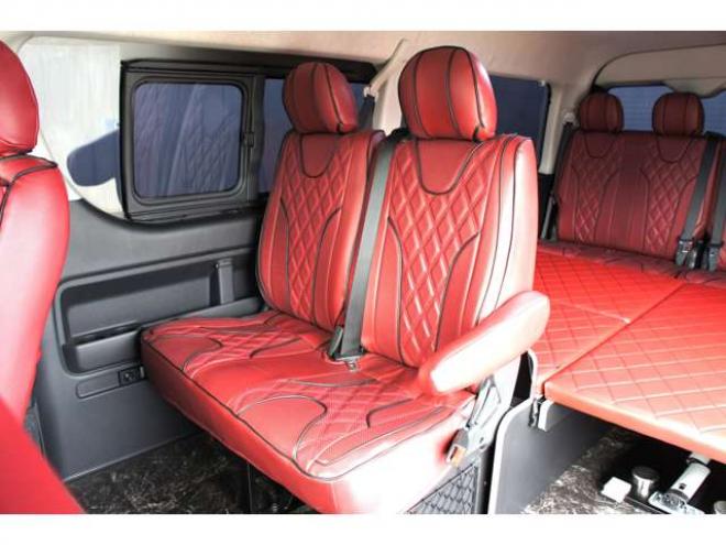 ハイエース2.7 GL ロング ミドルルーフ 4WD　IFUU製　IF-WB8　10人乗り対面ラウンジベッド仕様　415COBRAクリーンルック3フロントスポイラー&バッドラッカー毒牙18インチAW　イクリプス製10.1インチフローティングナヒ　純正EGスターター 2700