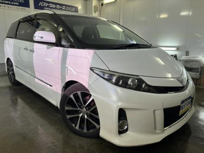エスティマアエラス　プレミアムエディション　本州仕入　寒冷地仕様　禁煙車　アルパインビッグＸナビ　Ｂｌｕｅｔｏｏｔｈ　アルパイン製リアフリップダウンモニター　両側パワースライドドア　純正１８インチＡＷ　社外１６ＡＷ＋スタッドレスタイヤ付　ＥＴＣ 4WD 2400 5Dr