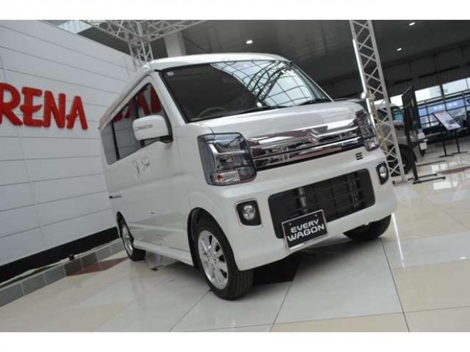 エブリイワゴン PZターボスペシャル ハイルーフ 4WD　ワンオーナー車ハイルーフ4WDターボセーフティサポート搭載アイドリングストップ横滑り防止装置7インチワイドディスプレイオーディオバックアイカメラ両側オートスライドドア&ステップハイビームアシストLED 660