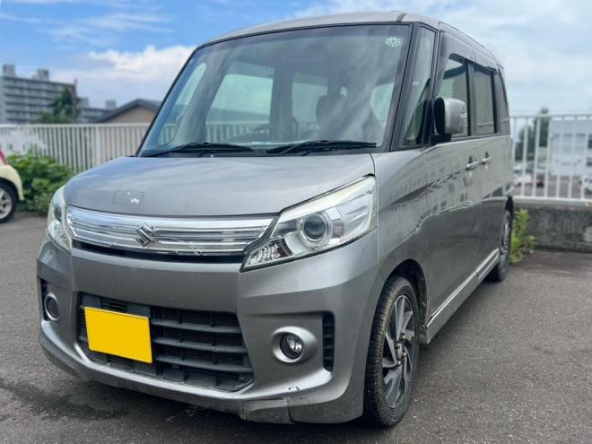 スペーシアカスタムT ターボ 車検10/8 タービン交換渡し 両側パワースライドドア HIDライト プッシュスタート&スマートキー アイドリングストップ 4WD 660 5Dr