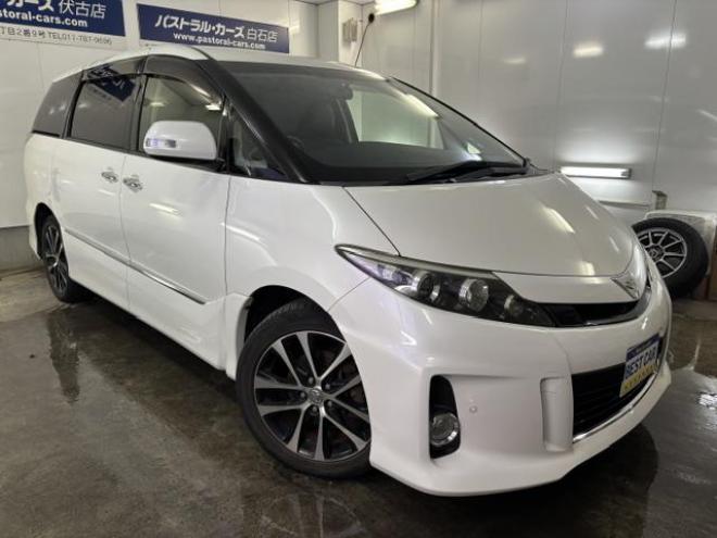 エスティマアエラス　プレミアムエディション　本州仕入　禁煙車　パワーバックドア　両側パワースライドドア　純正ナビ　地デジ　Ｂｌｕｅｔｏｏｔｈ　バックカメラ　純正ブラックハーフレザーシート　純正１８インチＡＷ　社外１６ＡＷ＋スタッドレスタイヤ付 4WD 2400 5Dr