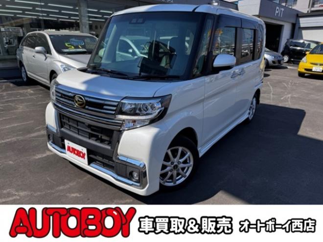 タントカスタム RS トップエディション SAIII 4WD　スマートキー・プッシュスタート・純正8incSDナビ・フルセグTV・BT・バックカメラ・片側シートヒーター・アイドリングストップ・横滑り防止・両側スライドドア・LEDヘッドライト・ETC・シートカバー 660