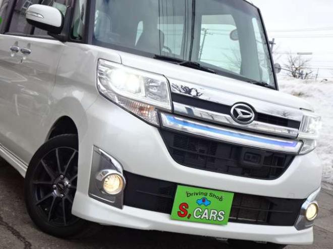タントカスタム RS トップエディション SAII 4WD　保証1年/走行距離無制限　4WD　ワンオーナー　衝突軽減ブレーキシステム　両側パワースライドドア　純正ナビ　地デジ　Bカメラ　HDMI入力　純正エンジンスターター LEDヘッドライト　ハーフレザーシート　冬タイヤ付 660