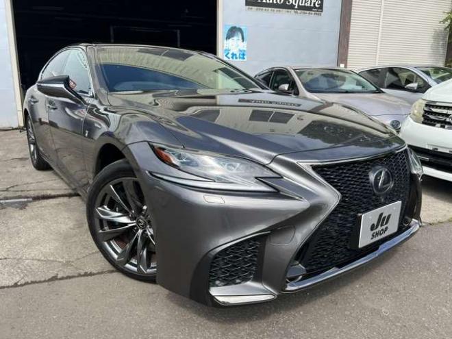 レクサスLS 500h Fスポーツ 4WD　法定12ヵ月点検整備付・本州仕入車両・有償色マンガンラスター・サンルーフ・ブラックレザー・純正エンジンスターター・デジタルインナーミラー・4WD・純正20インチAW・AC100V1500W給電 3500