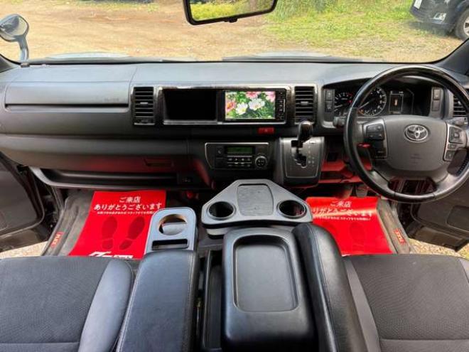 ハイエースバン2.7 スーパーGL ダークプライムII ワイド ミドルルーフ ロングボディ 4WD　ワンオーナー車社外テール　社外ナビ　後席モニターバックカメラ　ハーフレザーシート　ベットキット 2700