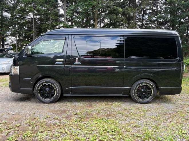 ハイエースバン2.7 スーパーGL ダークプライムII ワイド ミドルルーフ ロングボディ 4WD　ワンオーナー車社外テール　社外ナビ　後席モニターバックカメラ　ハーフレザーシート　ベットキット 2700
