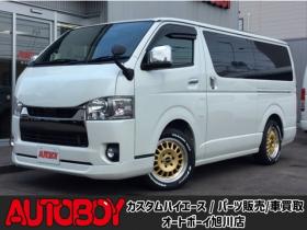 ハイエースバン　2.8 スーパーGL ダークプライムII ロングボディ ディーゼルターボ 4WD　ESSEX FスポイラーVer3&サイドライナー&リアライナー　ESSEX　フロアマッド　ENCD17インチAW　ヨコハマPARADA17インチ　ハーフレザーシート　プッシュスタート　スマートキー　リアヒーター 2800
