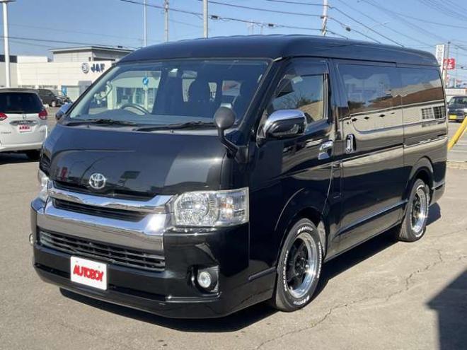 ハイエース2.7 GL ロング ミドルルーフ 4WD　社外メモリーナビTV　バックカメラ　ワークエクストラップ17インチアルミ　415コブラフロントスポイラー　パワースライドドア　LEDヘッドライト　Wエアバック　スマートキー　リアヒーター&クーラー 2700