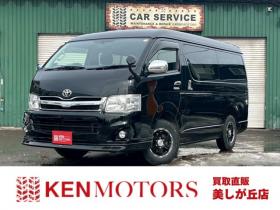 ハイエース　2.7 GL ロング ミドルルーフ 4WD　10人乗り　パワステ　パワーウィンドウ　エアコン　社外ナビ　後席モニター　キーレスエントリー　片側スライドドア　盗難防止装置　フロントモデリスタ 2700