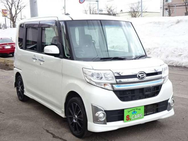 タントカスタム RS トップエディション SAII 4WD　保証1年/走行距離無制限　4WD　ワンオーナー　衝突軽減ブレーキシステム　両側パワースライドドア　純正ナビ　地デジ　Bカメラ　HDMI入力　純正エンジンスターター LEDヘッドライト　ハーフレザーシート　冬タイヤ付 660