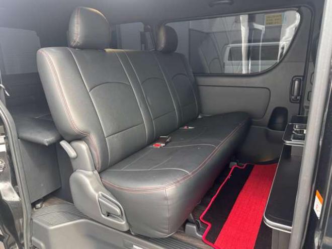ハイエースバン2.8 スーパーGL ダークプライムII ロングボディ ディーゼルターボ 4WD　社外センターコンソール ステアリングスイッチ 車線逸脱防止 横滑り防止 両側PS オートハイビーム ETC 11インチDA Bカメラ デジタルインナーミラー ドライブレコーダーベッドキット リアヒーター&クーラー  DPF 2800