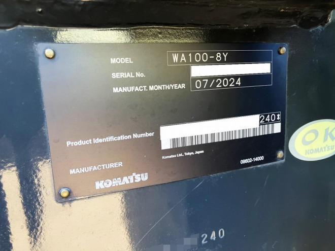 ホイールローダコマツ　中古　WA100-8Y　マルチプラウ仕様　タイヤショベル　建機