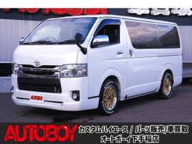 ハイエースバン　2.8 スーパーGL ダークプライムII ロングボディ ディーゼルターボ 4WD　ワンオーナー　メモリーナビTV　バックカメラ　ワークエクストラップ17インチAW　ローダウン　415コブラフロントスポイラー　両側パワースライドドア　AC100V　トヨタセーフティセンス　寒冷地仕様 2800