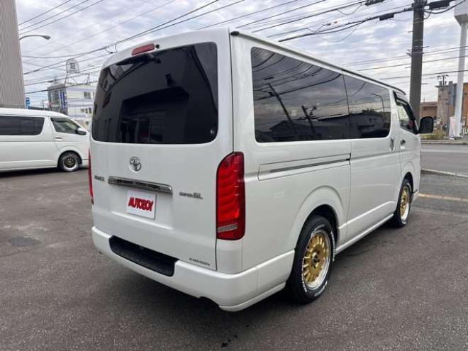 ハイエースバン2.8 スーパーGL ダークプライムII ロングボディ ディーゼルターボ 4WD　ESSEX　FスポイラーVer3 サイドライナー リアライナー フロアマッド ENCD17インチ YOKOHAMA PA03 ハーフレザーシート Pスタート リアヒーター&クーラー 社外テールランプ OPLEDヘッドライト ベッドキット 2800