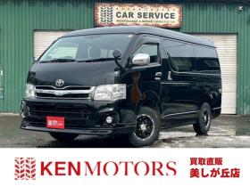 ハイエース　2.7 GL ロング ミドルルーフ 4WD　10人乗り　パワステ　パワーウィンドウ　エアコン　社外ナビ　後席モニター　キーレスエントリー　片側スライドドア　盗難防止装置　フロントモデリスタ 2700