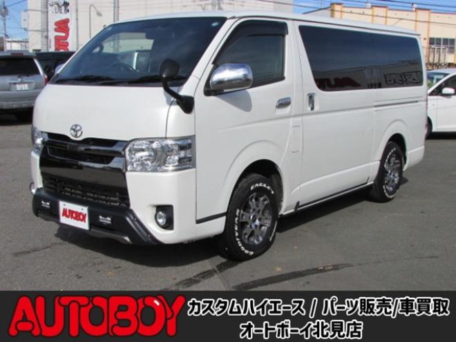 ハイエースバン2.8 スーパーGL ダークプライムII ロングボディ ディーゼルターボ 4WD　ワンオーナー　TRDフロントスポイラー　TRD　TF7Aアルミホイール　両側パワースライドドア　リアヒーター　純正ナビ　フルセグ　Bluetooth　レーダーブレーキ　荷室ダウンライト　車線逸脱警報 2800