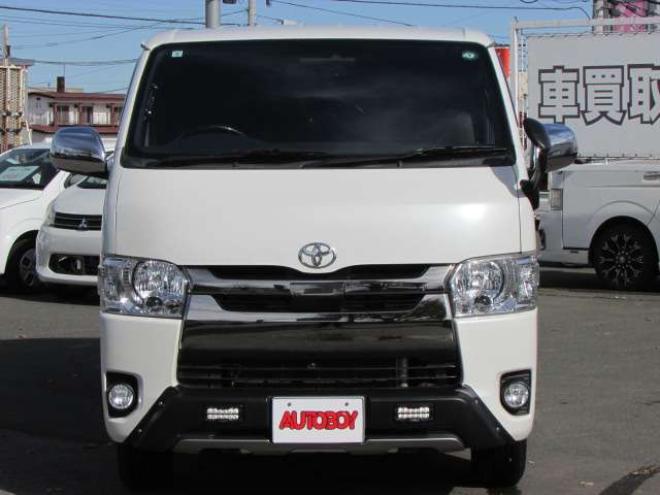ハイエースバン2.8 スーパーGL ダークプライムII ロングボディ ディーゼルターボ 4WD　ワンオーナー　TRDフロントスポイラー　TRD　TF7Aアルミホイール　両側パワースライドドア　リアヒーター　純正ナビ　フルセグ　Bluetooth　レーダーブレーキ　荷室ダウンライト　車線逸脱警報 2800