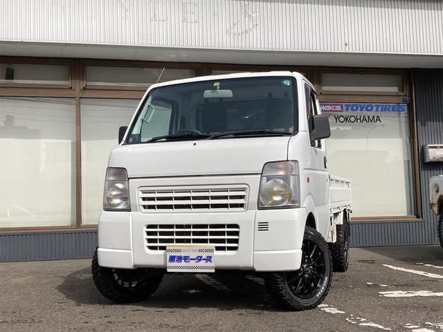 CARRYトラック ＫＵ　４ＷＤエアコン・パワステ地区限定車　リフトアップ　電光ナンバー　新品社外マフラー　社外アルミ　マットタイヤ　シートカバー　社外レザーシートカバー 4WD 660 2Dr
