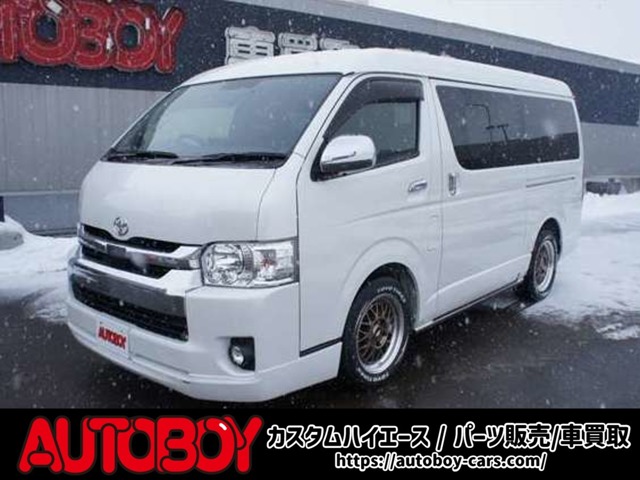 ハイエース&nbsp;&nbsp;2.7 GL ロング ミドルルーフ 4WD...&nbsp;2.7 GL ロング ミドルルーフ 4WD　ワンオーナー　ケンウッド9インチナビTV　Bカメラ　フリップダウンモニター　ワークエクストラップ17インチAW　415コブラフロントスポイラー　ベッドキット　LEDヘッドライト　スマキー　AC100V 2700