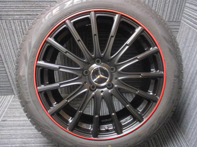 ユーロアクシオ　エアフルト（マッドブラック/レッドリム）　18×8J（+43）5H-112/　245/45R18（ピレリ　アイスゼロ　アシンメトリコ）タイヤバリ山　2024年製造　ベンツ　W213　Eクラス