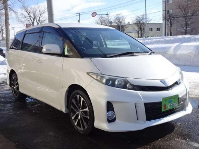 エスティマ2.4 アエラス 4WD　本州仕入 保証付1年 Wパワスラ 寒冷地 ナビ 2400