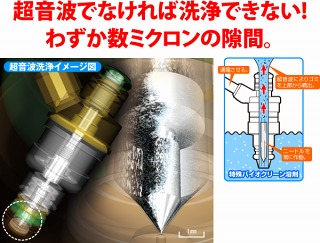 超音波でなければ洗浄できない！わずか数ミクロンの隙間。