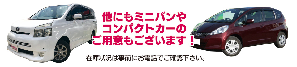 ミニバンやコンパクトカーのご用意もございます！